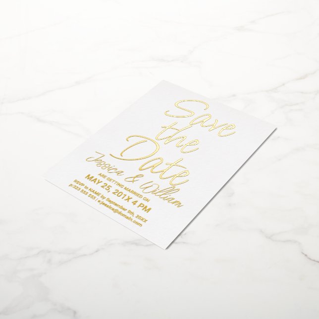 Save the Date Modern Foil Typography Design Foil Invitation Postcard (Rotated)