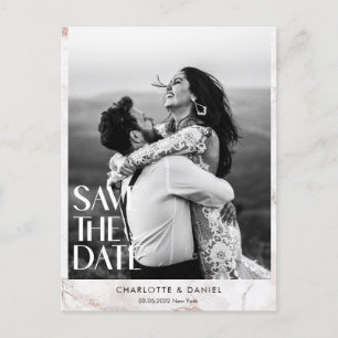 Save the Date! Modern Marble 1 Photo  Postcard