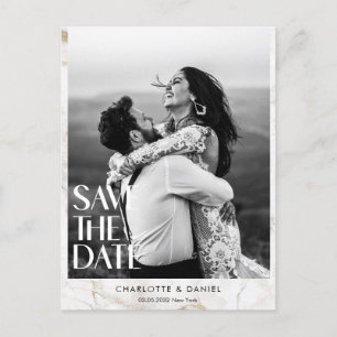 Save the Date! Modern Marble 1 Photo  Postcard