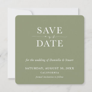 SAVE THE DATE modern minimal elegant olive green Invitation