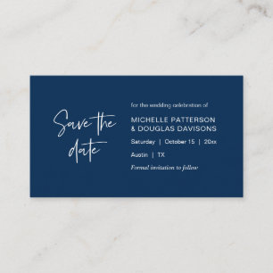 Save the date, modern minimalist Navy Blue Enclosu Enclosure Card