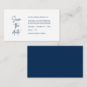 Save the date, modern minimalist Navy Blue Enclosure Card