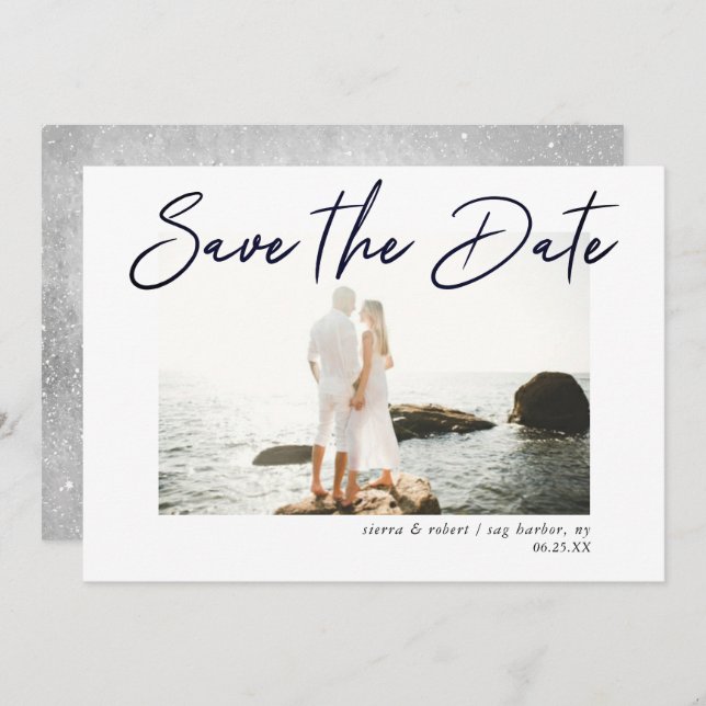 Save the Date Modern Pen Stroke Announcement (Front/Back)
