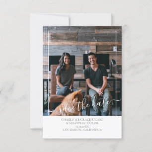 Save The Date Modern Personalised Grey White Announcement