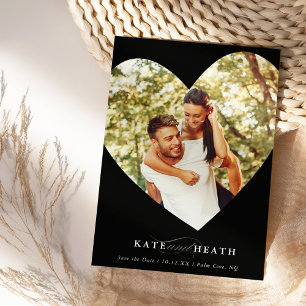 SAVE THE DATE modern photo elegant heart black Invitation