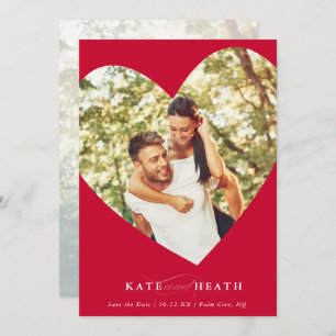 SAVE THE DATE modern photo elegant heart bold red Invitation