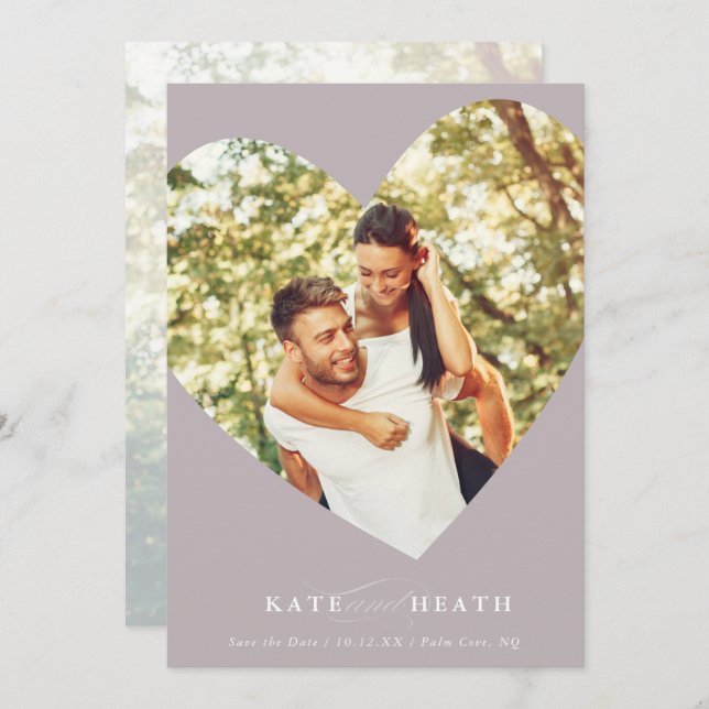 SAVE THE DATE modern photo elegant heart mushroom Invitation (Front/Back)