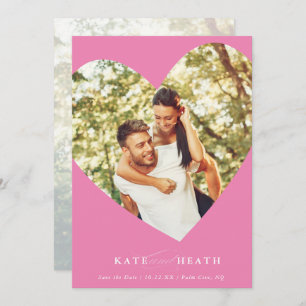 SAVE THE DATE modern photo elegant heart pink Invitation