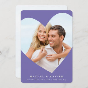 SAVE THE DATE modern photo heart frame purple Invitation