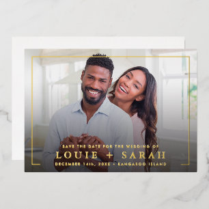 SAVE THE DATE modern photo minimalist foil overlay