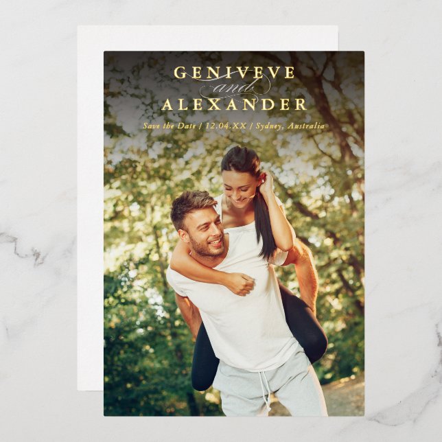 SAVE THE DATE modern photo minimalist overlay tall (Front/Back)