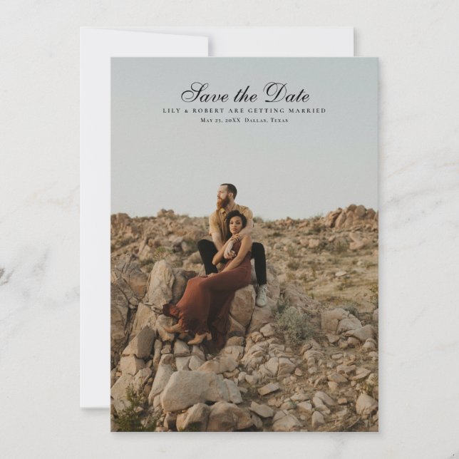 Save the Date Modern Romantic Photo Image Card (Front)