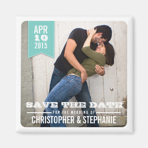 Save the Date Modern Rustic Photo Magnet