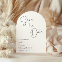 Save The Date Modern Script Arch Wedding Photo