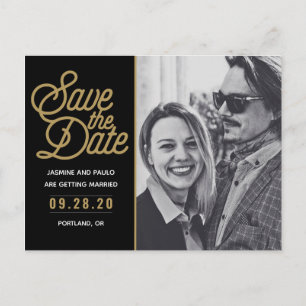 Save The Date Modern Script Wedding Photo Postcard
