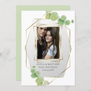 Save the Date   Modern Springtime Eucalyptus Invitation