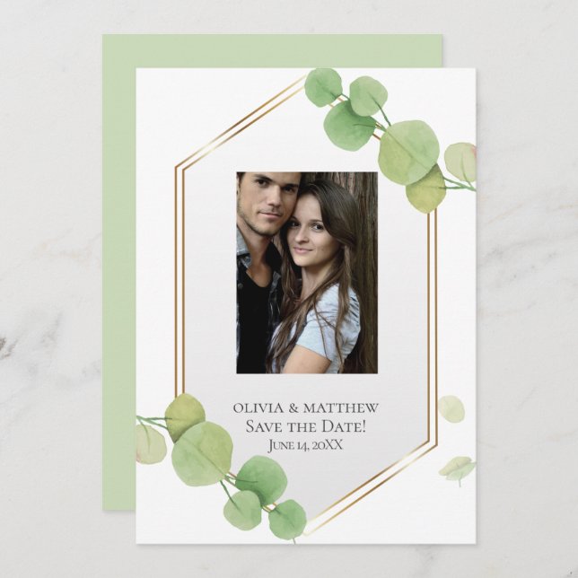 Save the Date | Modern Springtime Eucalyptus Invitation (Front/Back)