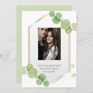 Save the Date Modern Springtime Eucalyptus Invitation