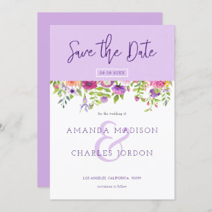 Save the date modern typography & Colourful flower Invitation