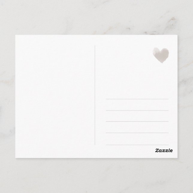 Save the date - modern, watercolor pink orange postcard (Back)