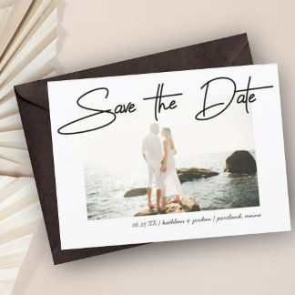 Save the Date Modern Wedding Pen Stroke Script Invitation