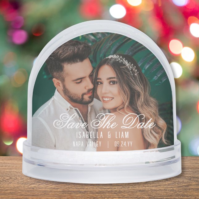 Save The Date Modern Wedding Photo Custom Snowglobe (Creator Uploaded)