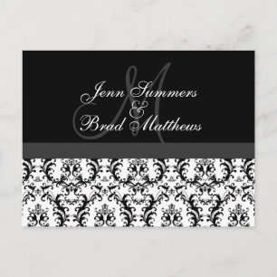 Save the Date Monogram Damask Announcement