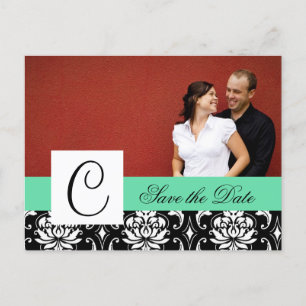 Save the Date Monogram Damask Wedding Cards