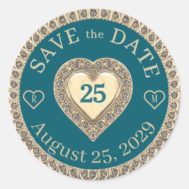Save the Date Monogram Gold Seal (Front)