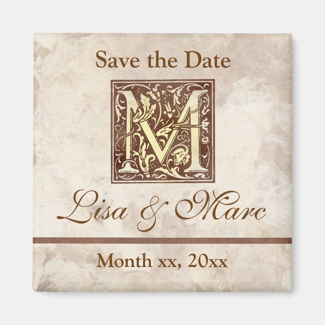 Save the Date Monogram M Magnet (Front)
