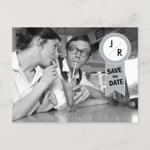 Save the Date Monogram Postcard