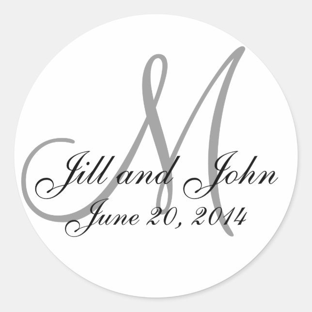 Save the Date Monogram White & Black Wedding Label (Front)
