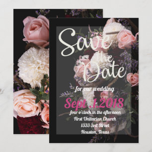save the date moody floral, burgundy white floral  invitation