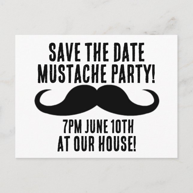 SAVE THE DATE MUSTACHE PARTY KIDS INVITATIONS (Front)