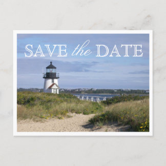 Save the Date Nantucket Wedding Brant Point Light Announcement Postcard