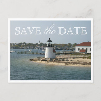 Save the Date Nantucket Wedding Brant Point Light Announcement Postcard
