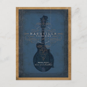 Save the Date Nashville, TN - Blue Mandolin Announcement Postcard