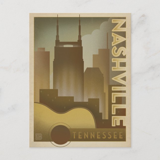 Save the Date | Nashville, TN - Guitar Skyline Announcement Postcard (Front)