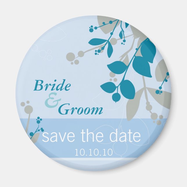 SAVE THE DATE :: nature - pale blue silver teal Magnet (Front)