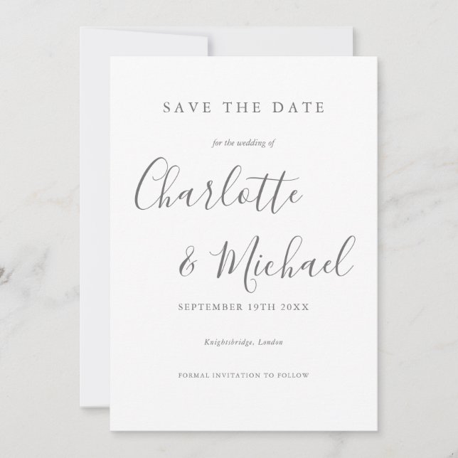 Save the Date New Date Photo Wedding Elegant Invitation (Front)