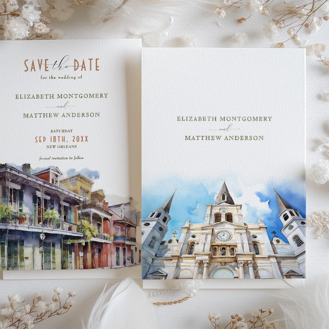 Save The Date New Orleans French Quarter Cathedral Invitation (Creator Uploaded)