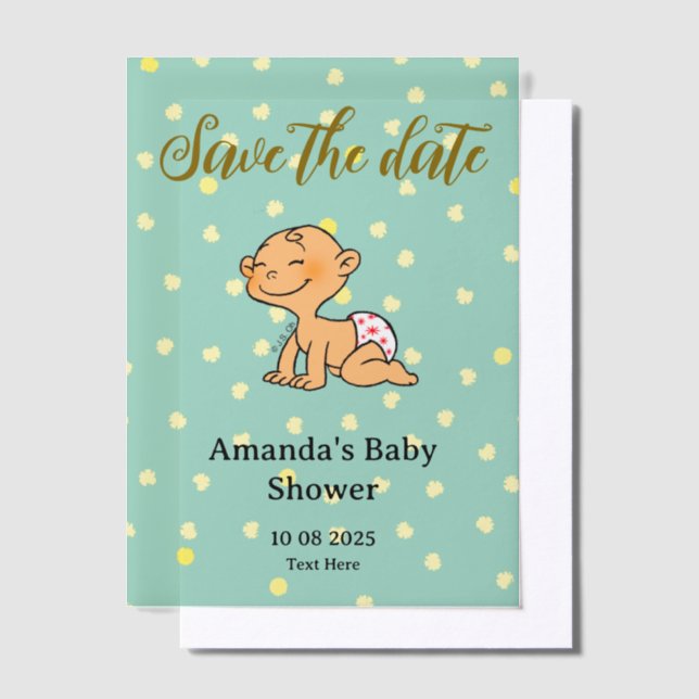 Save the date newborn baby shower vellum invitations (Offset)