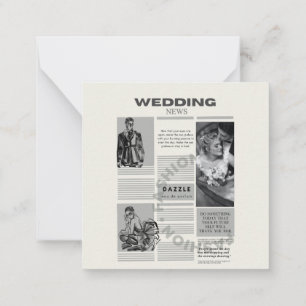 Save the date news paper wedding Flat Note Card