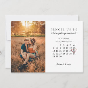 Save the Date Nov 2021 Month Calendar Pink Heart Holiday Card