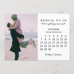 Save the Date November 2021 Calendar Modern Chic Invitation