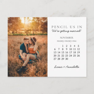 Save the Date November 2022 Month Pencil Calendar Postcard