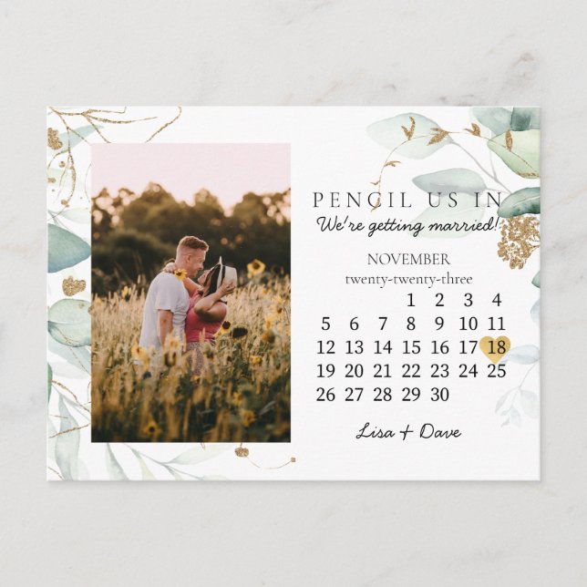 Save the Date November 2023 Botanical Elegant Postcard (Front)