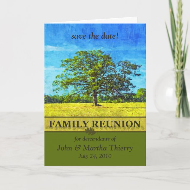 Save the Date - Oak Tree Design for Family Reunion Announcement (Front)