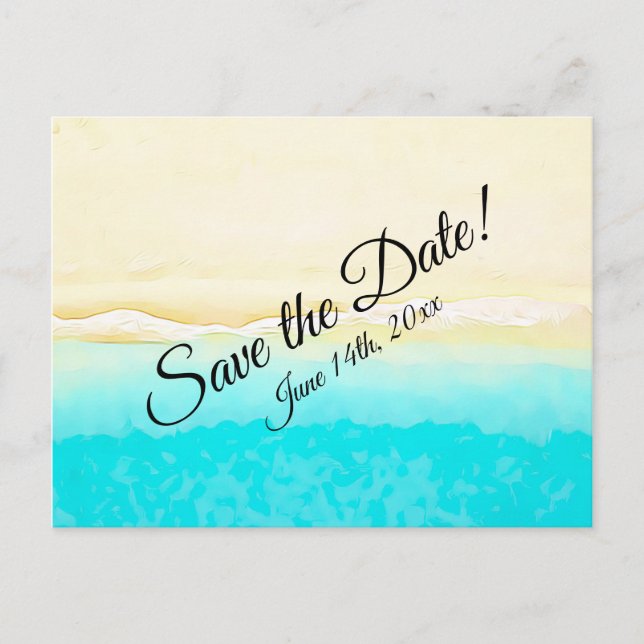 Save the Date Ocean Shore Beach Themed Wedding Postcard (Front)