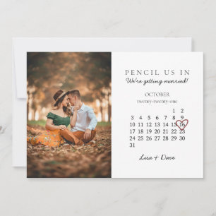 Save the Date Oct 2021 Month Calendar Pink Heart Holiday Card